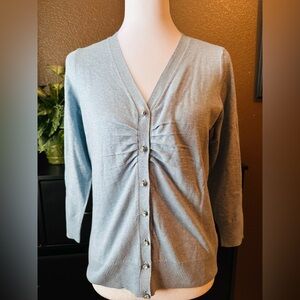 Talbots Light Gray Button-Up Cardigan